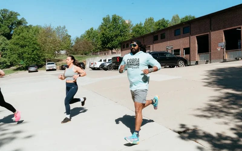 People running outside